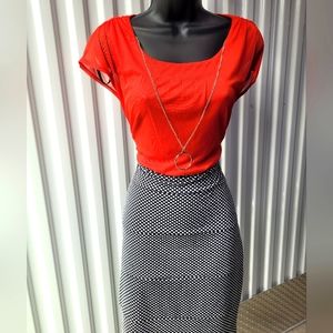 Red white and blue dress with detachable necklace from Enfocus Studio